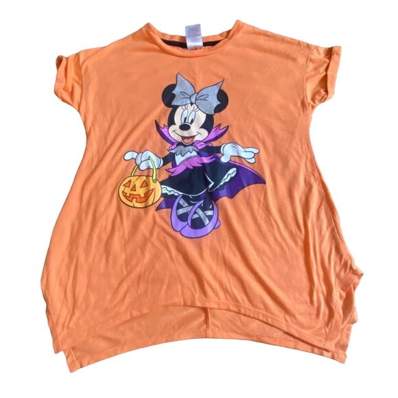 Disney Minnie Mouse Graphic Print Halloween Shirt-Orange-XL-GUC - Picture 1 of 5